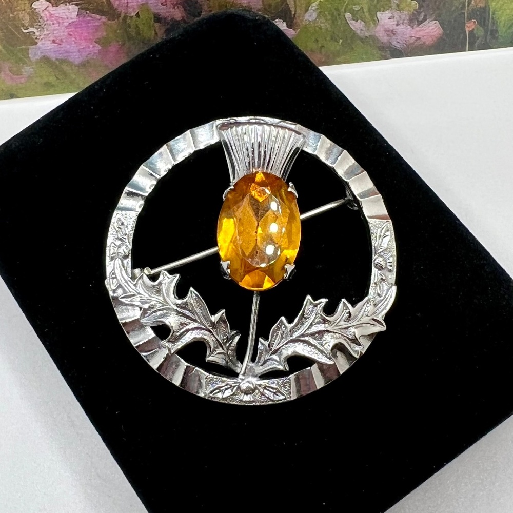 Mizpah Scottish Thistle Brooch Cape Pin